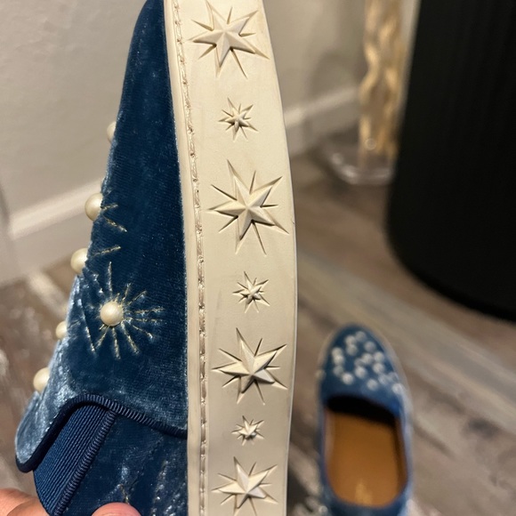 Aquazzura Ocean Blue Cosmic Pearls Slip-on Sneakers - Picture 9 of 10
